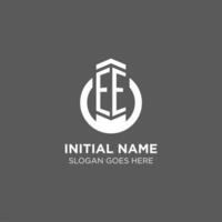 Initial EE circle round line logo, abstract company logo design ideas vector