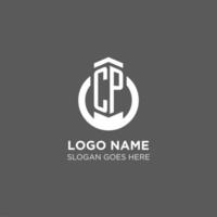 Initial CP circle round line logo, abstract company logo design ideas vector