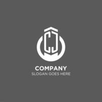 Initial CJ circle round line logo, abstract company logo design ideas vector