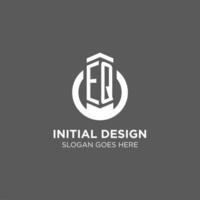 Initial EQ circle round line logo, abstract company logo design ideas vector