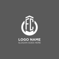 Initial FC circle round line logo, abstract company logo design ideas vector