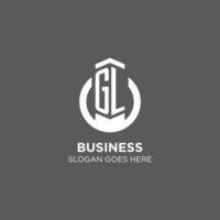 Initial GL circle round line logo, abstract company logo design ideas vector