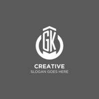 inicial G k circulo redondo línea logo, resumen empresa logo diseño ideas vector