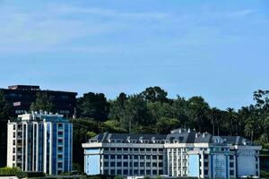 buildings against a blue sky photo