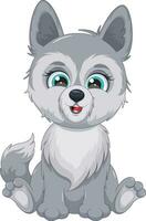 Cute Little Wolf Cub. Vector Illustration