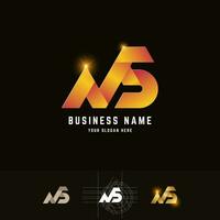 Letter NS or N5 monogram logo with grid method design vector