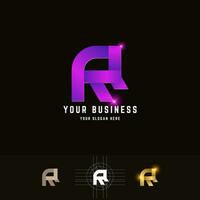 Letter RQ or RR monogram logo with grid method design vector