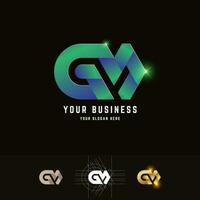 Letter GM or GN monogram logo with grid method design vector