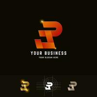 Letter JP or JR monogram logo with grid method design vector