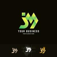 Letter jM or iM monogram logo with grid method design vector