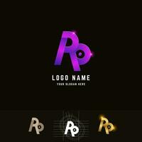 Letter RP or PR monogram logo with grid method design vector