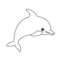 Dolphin fish jumps out of the water continuous one line outline vector drawing illustration