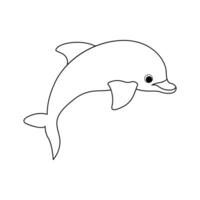 Dolphin fish jumps out of the water continuous one line outline vector drawing illustration