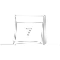 Table calendar in one line continuous drawing symbol of memorable date and event day outline  vector art