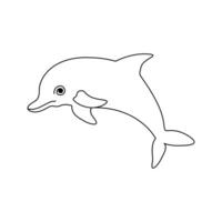 Dolphin fish jumps out of the water continuous one line outline vector drawing illustration