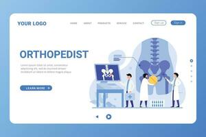 Orthopedics doctor web banner or landing page template vector
