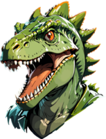 dinossauro mascote cabeça desenho animado ai generativo png