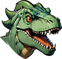 dinosaurus mascotte hoofd sticker ai generatief png