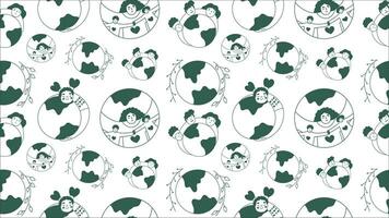 Seamless pattern about care, protection, conservation and love for the planet. Conceptual vector illustrations for Earth Day