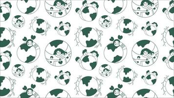 Seamless pattern about care, protection, conservation and love for the planet. Conceptual vector illustrations for Earth Day