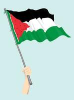 Palestine Flag with Hand Hold it vector