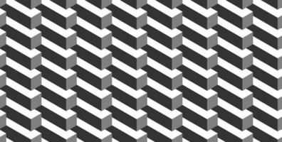 Seamless geometric pattern. Vector background made of cubes in isometry. Repeating geometric shapes in black and white.