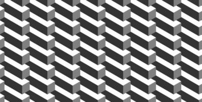 Seamless geometric pattern. Vector background made of cubes in isometry. Repeating geometric shapes in black and white.