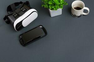 Virtual reality headset. Top view photo