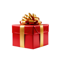 Gift box with festive ribbon isolated. Generative AI png