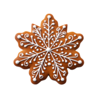 Gingerbread cookie snowflake isolated. Generative AI png