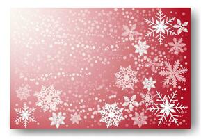 Beautiful falling snowflakes, wallpaper, background with copy space. Winter dust ice particles. Snowfall, red background. Winter snowflakes. January, december, february theme. Snow hurricane scenery. vector