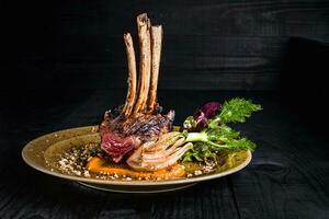 Gourmet Main Entree Course Grilled rack of lamb photo