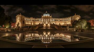 Night view of Vatican Museums. Generative AI photo