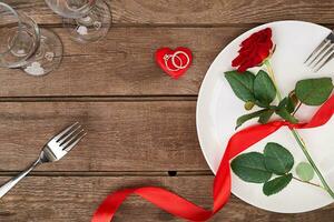 romántico cena concepto. enamorado día o propuesta antecedentes. foto