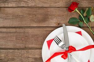 Romantic dinner concept. Valentine day or proposal background. photo