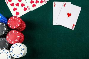 Poker play. Chips and cards photo