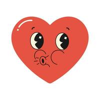 groovy heart character, valentine's day, vector illustration