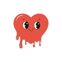 groovy heart character, valentine's day, vector illustration