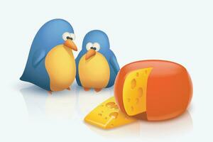 two birds and cheese vector