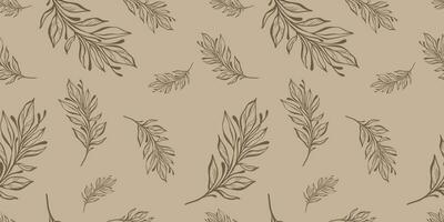 Seamless pattern with hand drawn leaves and branches. Perfect for wallpaper, wrapping paper, web sites, background, social media, blog, presentation and greeting cards. vector