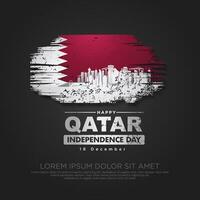 Qatar independence day greeting card vector