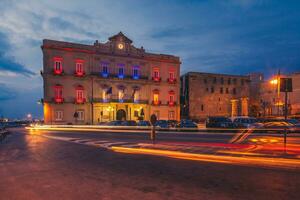 Empty streets of a beautiful seaside of Taranto with a breathtaking architecture. photo