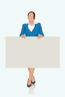 business woman holds banner vector