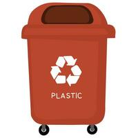 Plastic recycle icon red trash vector hand drawn