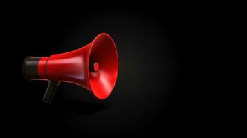 Red megaphone on dark ai generated banner background copy space photo