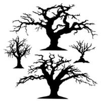 silueta de un árbol. silueta de muerto árbol vector ilustración. silueta de arboles y ramas sin hojas. desnudo árbol silueta. negro rama árbol vector.