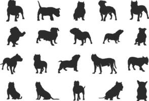 American bully dog silhouette, Bully dog silhouette, Bully dog clipart, Dog silhouette, American bully icon. vector