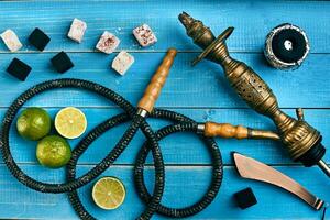 Hookah. Tobacco with lime flavor. Top view photo