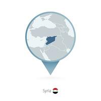 Map pin with detailed map of Syria and neighboring countries. vector