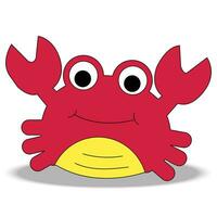 Red crab cartoon isolated on white background. Vector. Cute crab. Kid drawing. Line drawing illustration. vector